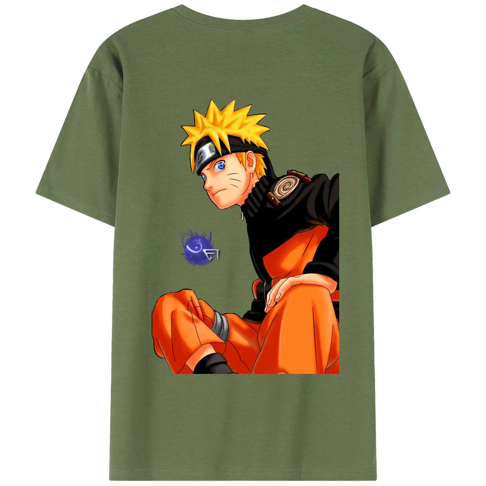 （画像用） NARUTO -ナルト- うずまき ナルト Uzumaki Naruto 綿100％ メンズ半袖Tシャツ（バックプリント） 通気性